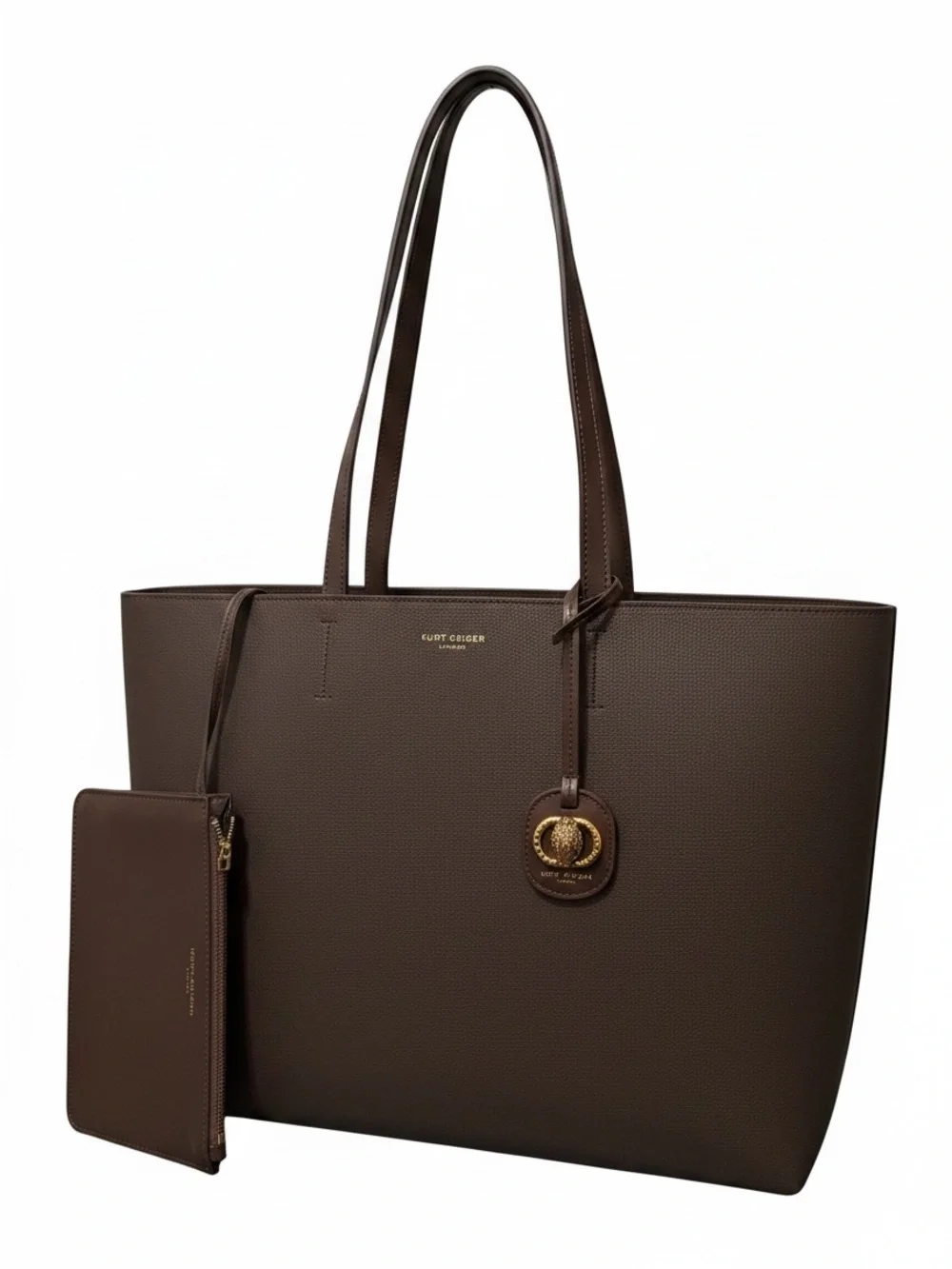 Kurt Geiger Brown Leather Tote with Detachable Zip Pouch